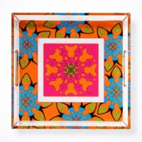 Vassoio Quadrato in Cristallo Acrilico Arancione