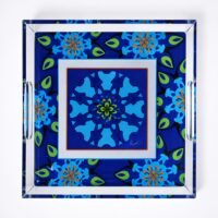 Vassoio Quadrato in Cristallo Acrilico Blu